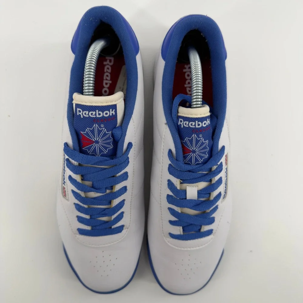 Reebok Princess White Blue Red Leather Sneakers Low Top Womens Size 11